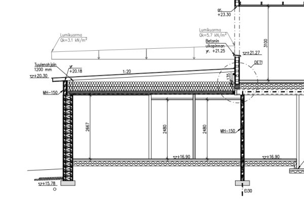 Rakennesuunnitelma - leikkauspiirustus